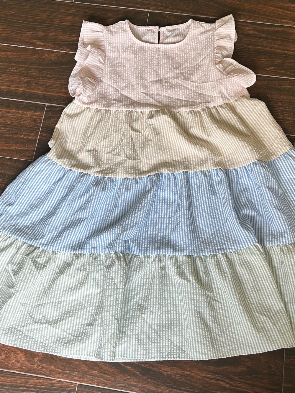 Gingham Pattern Layered Colorful Pastels Flowy Dress Size XS
